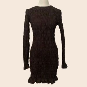 Dolls Kill Another Girl Chocolate Brown Smocked Mini Dress Size 4